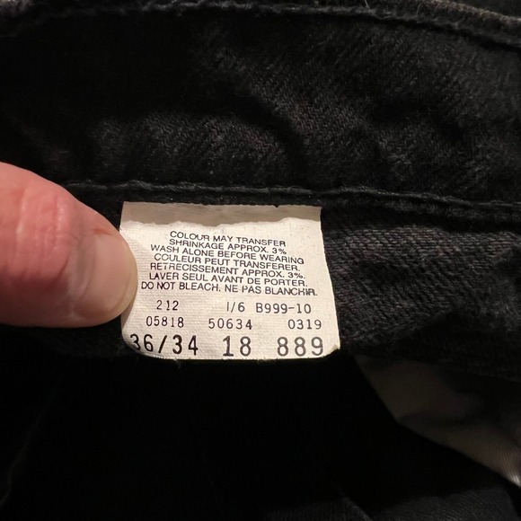 Levi's‎ Vintage 506 Black Jeans Mens Size 36x34 Straight Leg Denim Orange Label - Picture 5 of 6